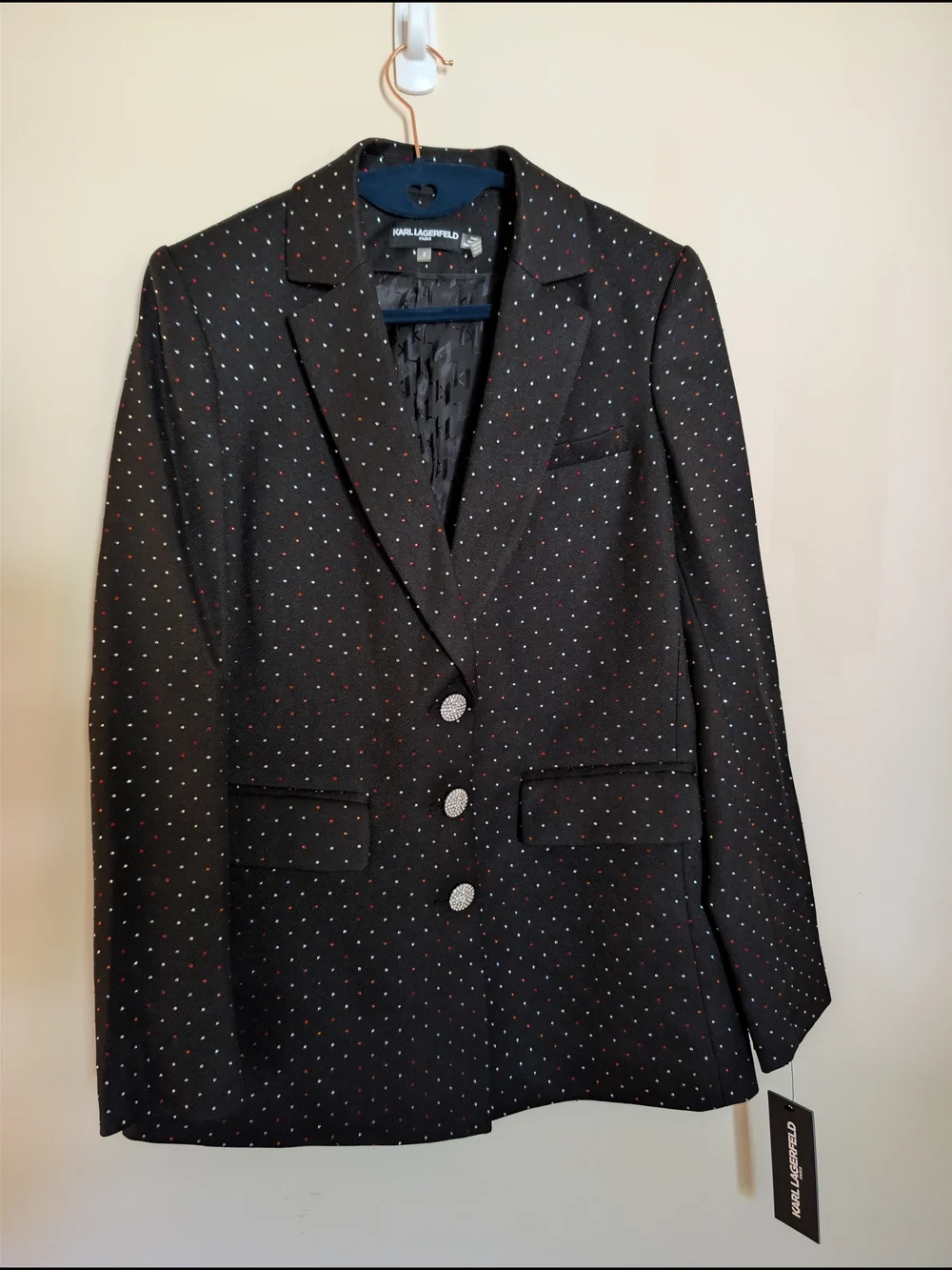 NWT Karl Lagerfeld Paris Rainbow Rhinestone Embellished Blazer Size 2